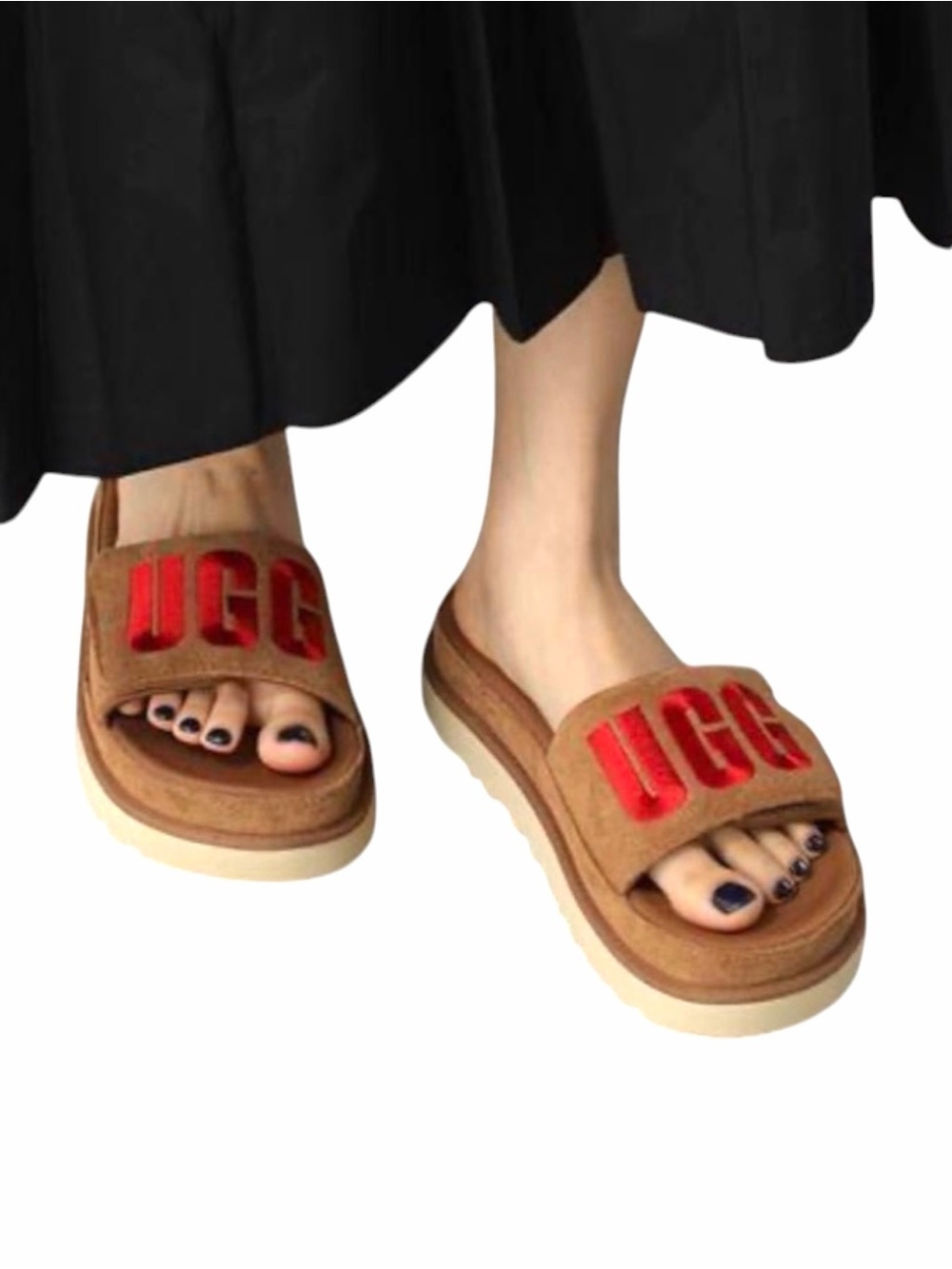 Ugg Laton Suede Platform Slides in Chestnut Women’s Size 9